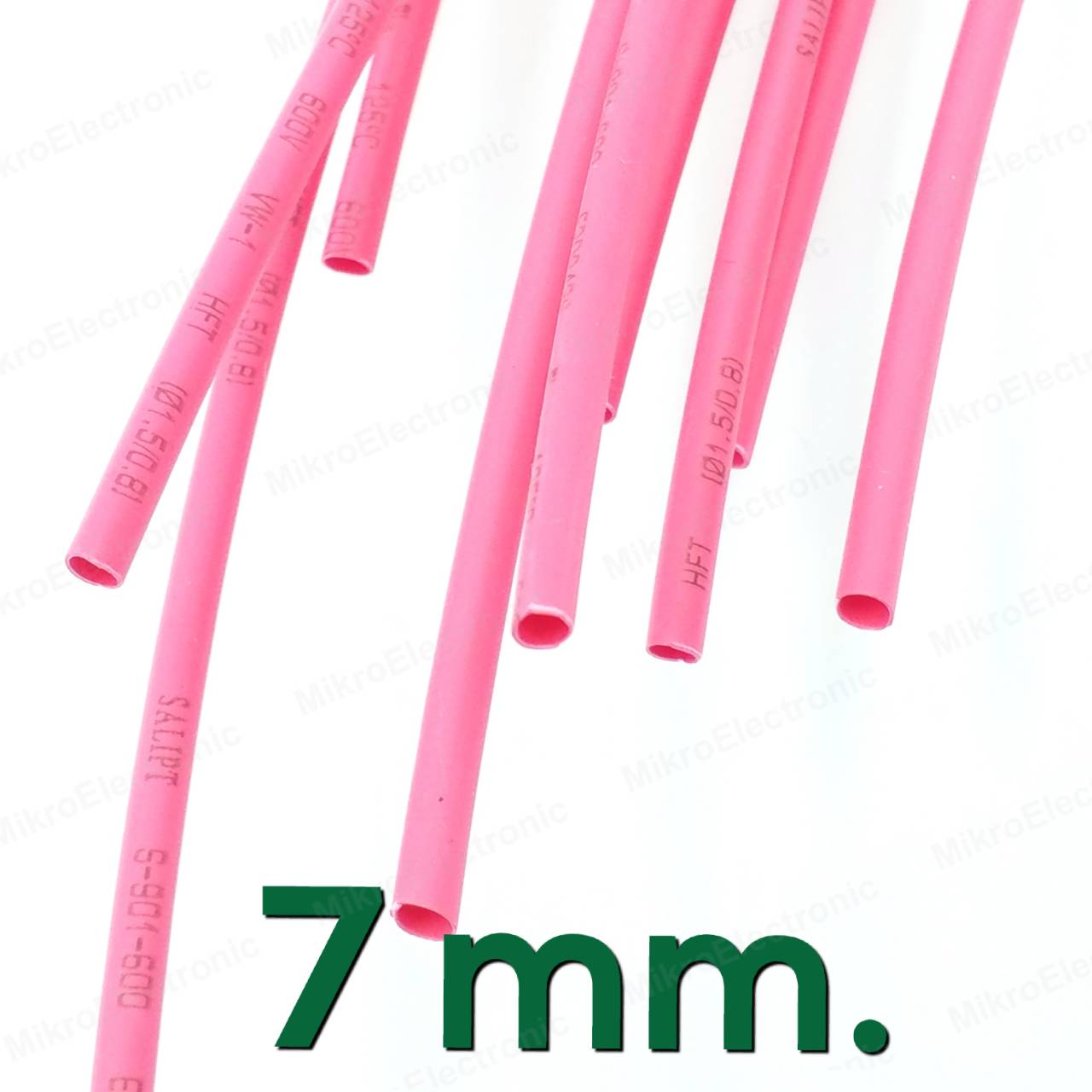ท่อหด สีแดง ขนาด 7 mm. ยาว 1 เมตร อัตราส่วนการหด 2:1 Heat Shrinkable Tube