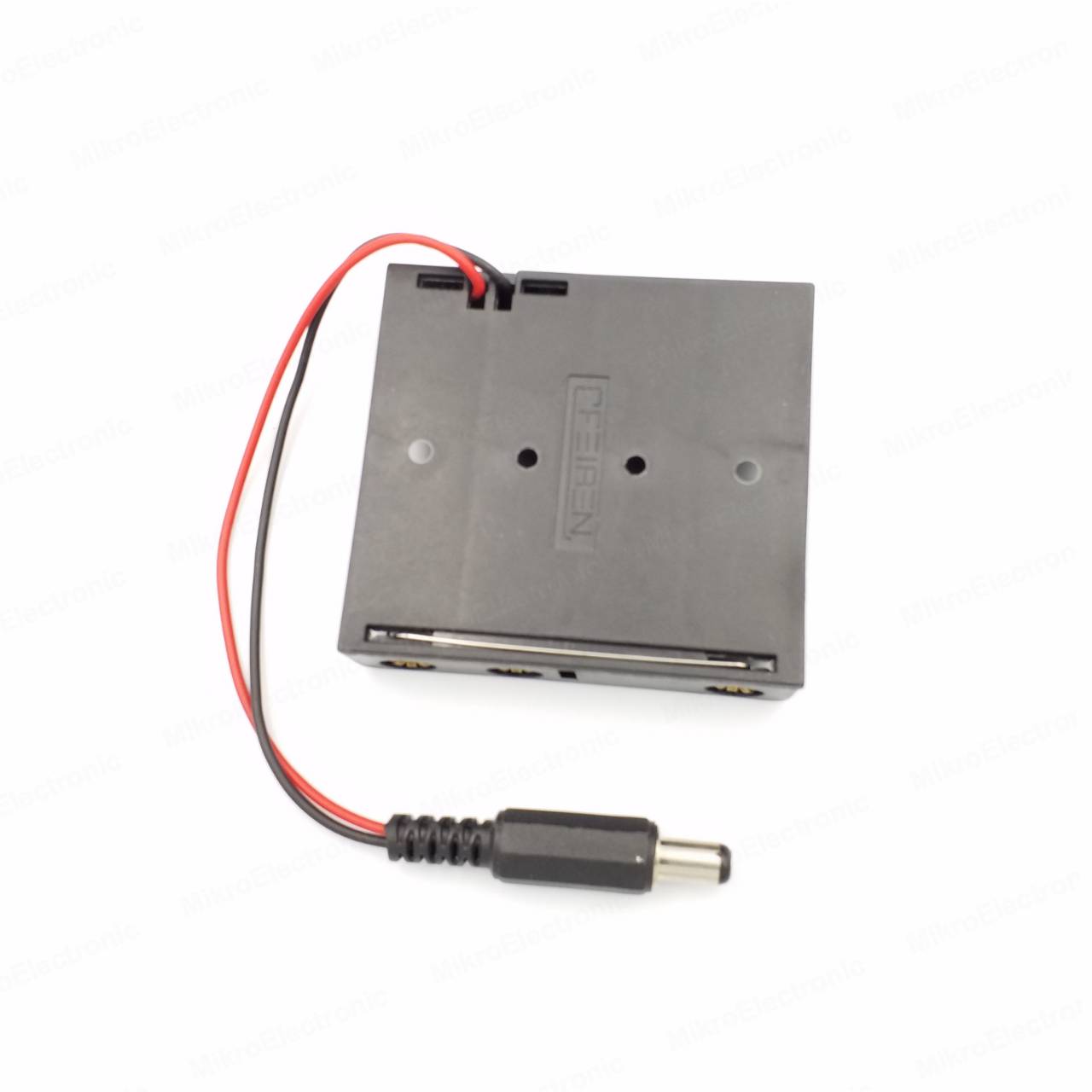 รางถ่าน AA 4 ก้อน 6V พร้อมสายไฟยาว 15.5 CM และหัว Jack DC 5.5x2.5mm AA Battery Holder