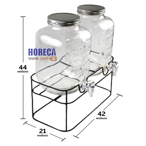 โหลแก้วจ่ายน้ำ หัวคู่ 8 ลิตร พร้อมขาตั้ง ตราซีแอลจี