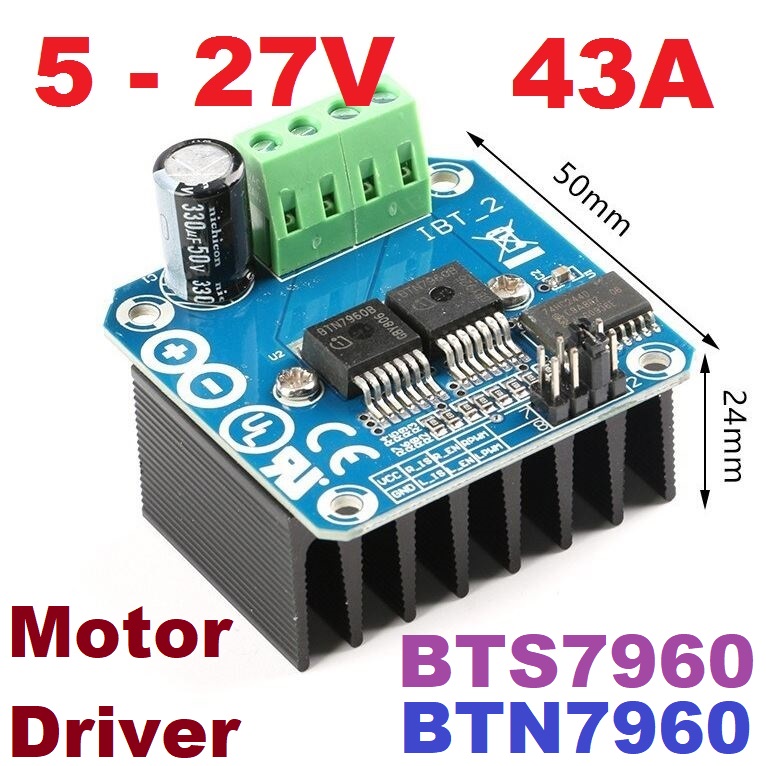 BTN7960 BTS7960 43A High-power Motor Drive Module 74HC224 H-bridge Semiconductor Refrigeration Smart DIY Car Drive Control โมดูลขับมอเตอร์