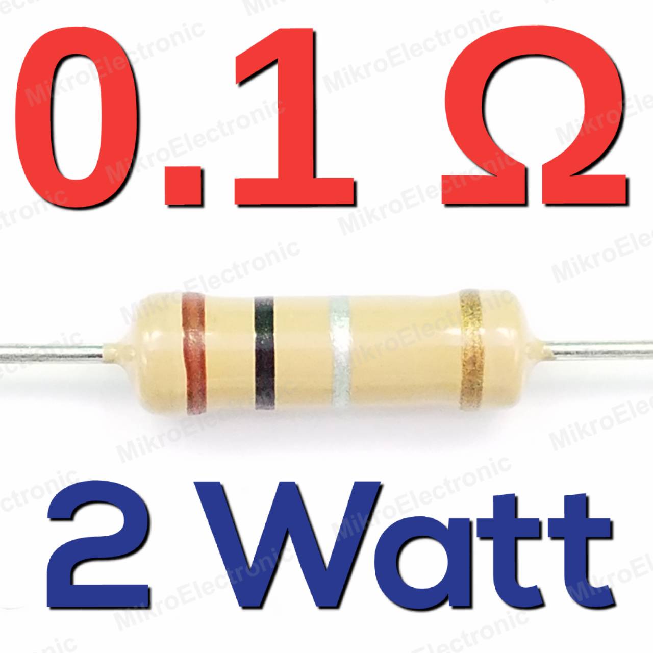 0.1 โอห์ม 2W 5% Carbon Film Fixed Resistor ตัวต้านทาน 0R1 Ohm 0.1R 0R1