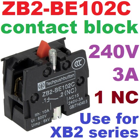 ZB2-BE102C 240V 3A NC.High quality contact block for XB2 series 22mm push button switch accessory