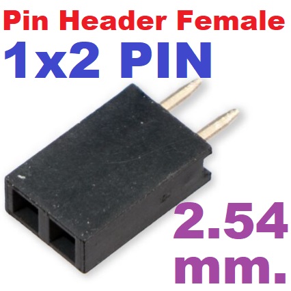 Pin Header Female 1x2 Pin Single Row Pitch 2.54mm High 8.5 mm. Straight pin