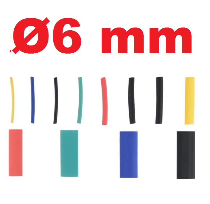 ท่อหดขนาด 6mm ยาว 65mm (6.5 cm.) อัตราส่วนการหด 2:1 มี 7 สีให้เลือก Heat Shrinkable Tube