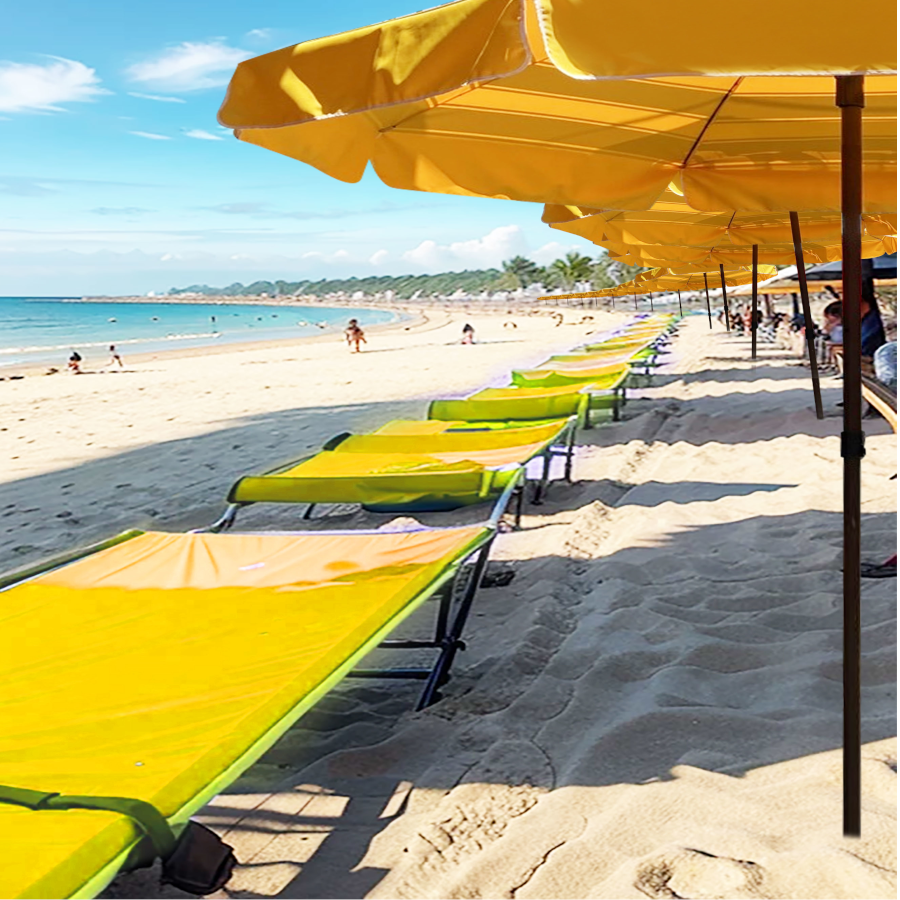 Leo ร่มสนามลายริ้ว ร่มแม่ค้า ร่มขายของ ขนาด Ø1.80 เมตร ร่มตกแต่งสวน สถานที่ต่างๆ ร้านอาหาร โรงแรม