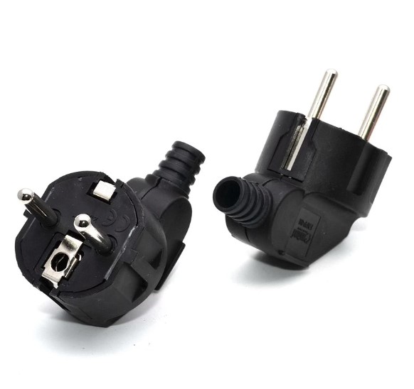 หัวปลั๊ก EU Male Plug Adapter 250V 16A สีดำ Male Replacement Outlets Rewireable Electeical Socket Euro Connector For Power Extension Cable