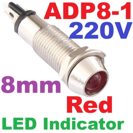 LED Pilot Lamp 220V 8mm. Red color Panel Dash Light Signal Lamp Leading Indicator Warning Lamp