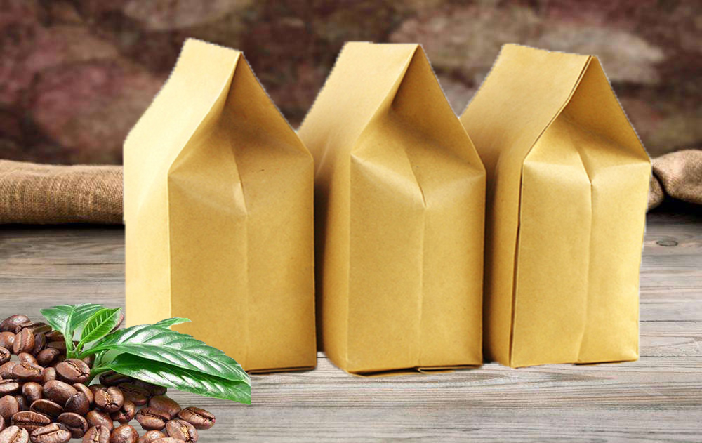 ถุงกระดาษคราฟท์ออแกน ตั้งได้ ด้านในเป็นฟอยด์