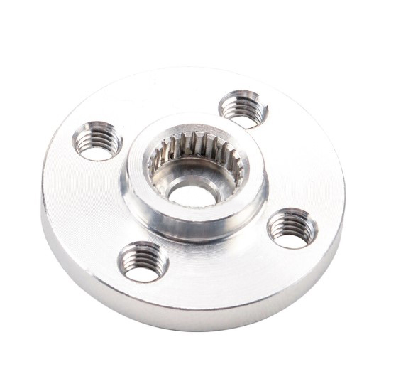 จานยึดเซอร์โวมอเตอร์ สีเงิน Aluminum Metal 25T Servo Arm Round type Disc Matal Horns For MG995 MG996R MG945 Rc Servo