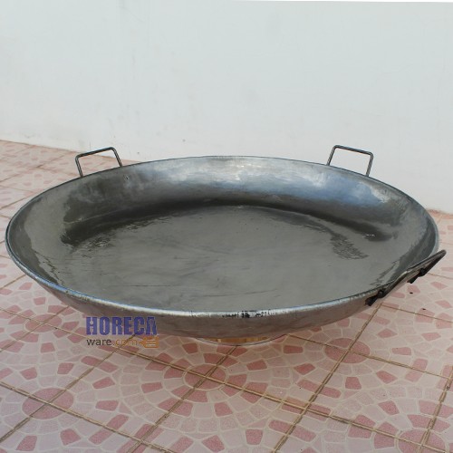 Two-handled iron pan, No. 48, shallow, Hualong brand