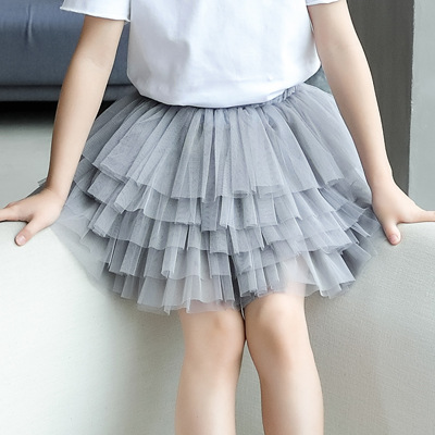 กระโปรงสีเทา เป็นชั้นๆพองพูสวย