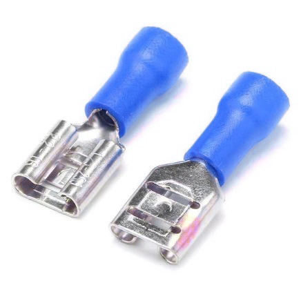 หางปลา FDD1.25-250 สีน้ำเงิน สำหรับสายไฟ 1.5-2.5 mm2 (16-14 AWG) แพ็กละ 20 ตัว Crimp Terminal หางปลาเสียบ FDD1.25-250 ตัวเมีย