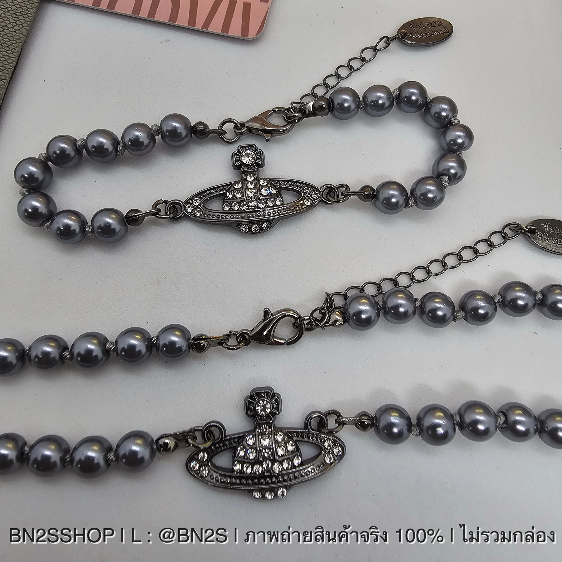สร้อยข้อมือ | Vivienne Westwood Mini Bas Chocker สร้อยแขนวิเวียน จี้ดาวเสาร์ฝังเพชร สีดำ