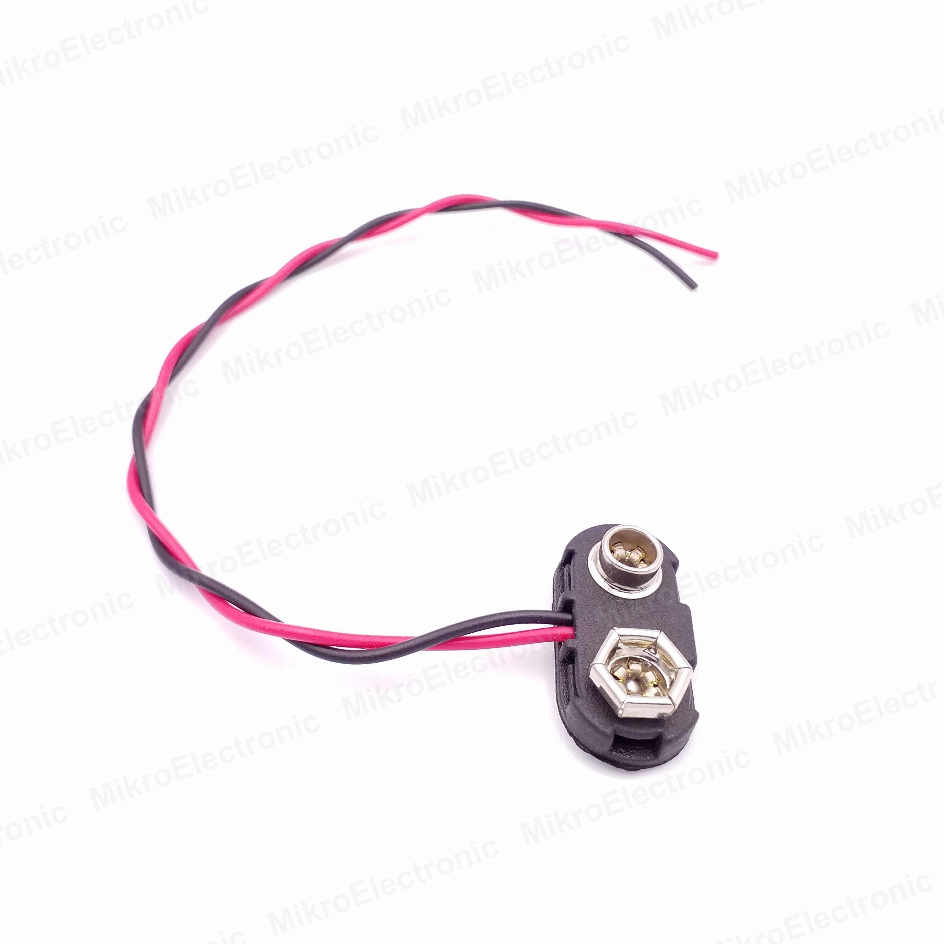 ขั้วถ่าน 9V รางถ่าน 9V สายไฟออกตรงกลาง T type 9V Battery Snap Connector clip Lead Wires holder Line length 15cm