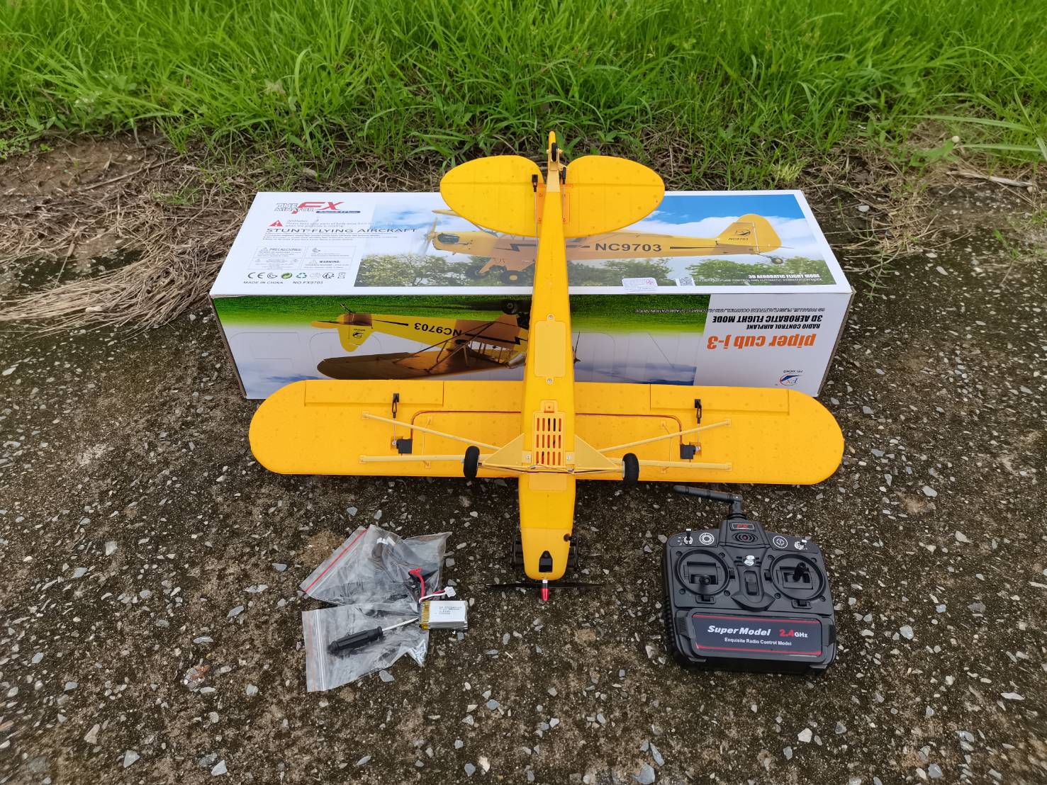 เครื่องบินบินบังคับวิทยุ THEMONTER FX9703 PIPER J-3 4CH 2.4GHZ ชุดพร้อมเล่น งานสเกลสวยงามมากๆ
