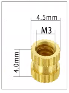 น็อตฝัง M3*4*4.5 mm. Brass Hot Melt Insert Nuts หัวน็อตแบบฝัง M3x4x4.5mm. ทองเหลือง molded copper nut