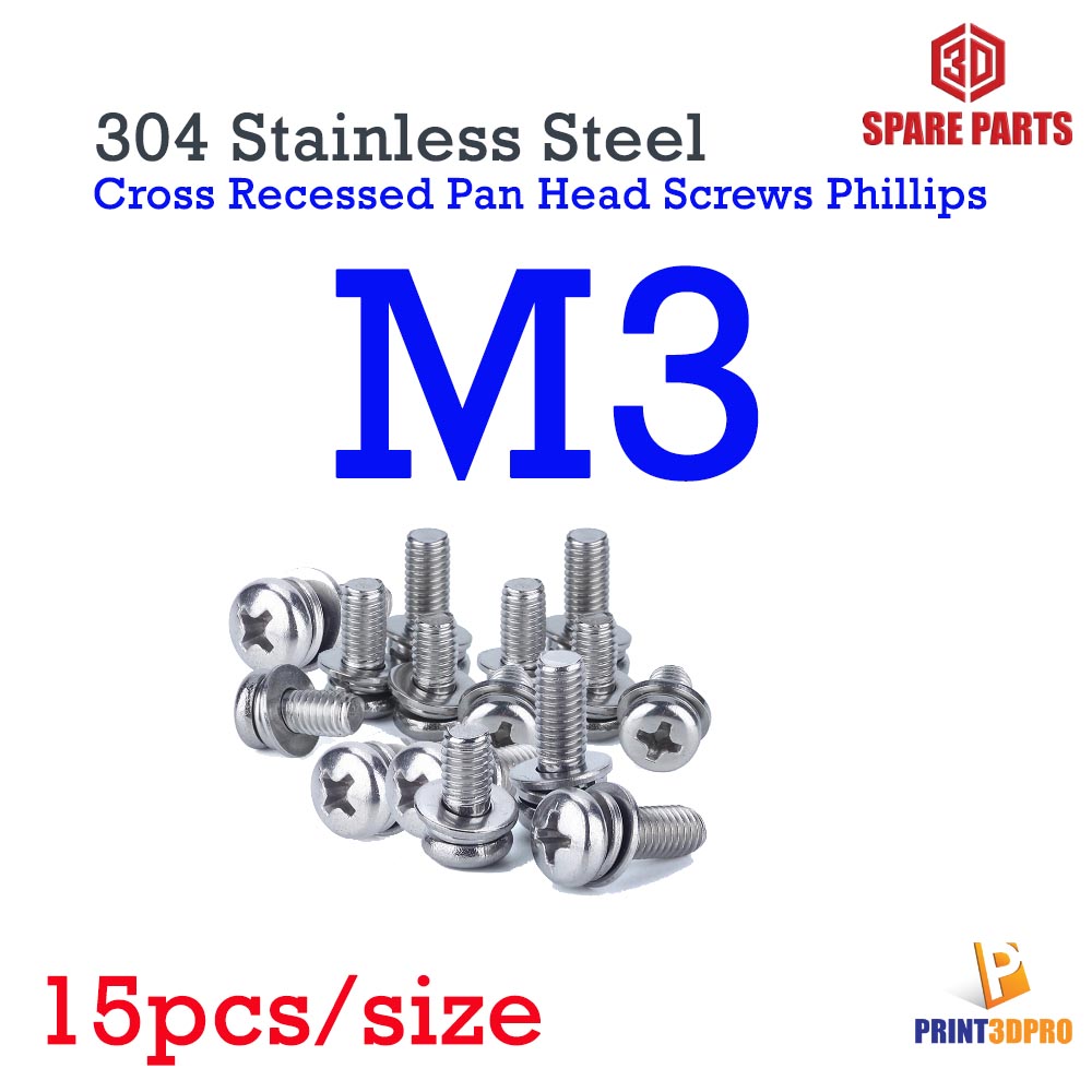 304 Stainless Steel Cross Recessed Pan Head Screws Phillips Screws Bolts With Nut Washer น็อตหัวแฉก