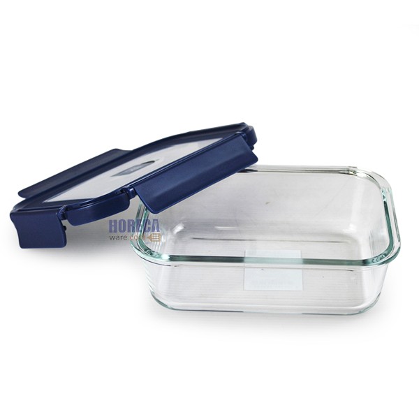 Super lock glass box 6213, rectangular, 1050 ml, blue lid with ventilation holes, JCP brand