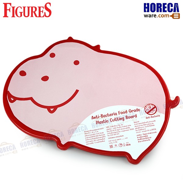 Red plastic cutting board, hippo shape, 24x34x1 cm. Figure-plastic