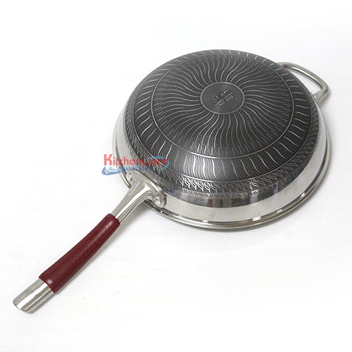 กระทะด้ามสแตนเลสเกรด 316 ขนาด 32ซม. แบบนอนสติ๊กไม่ลอก กันขีดข่วน โกโก