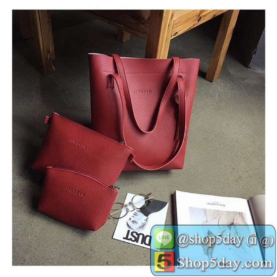 กระเป๋าเป้ กระเป๋าสะพายข้างสีดำ กระเป๋าเซ็ท 3 ใบ No.104