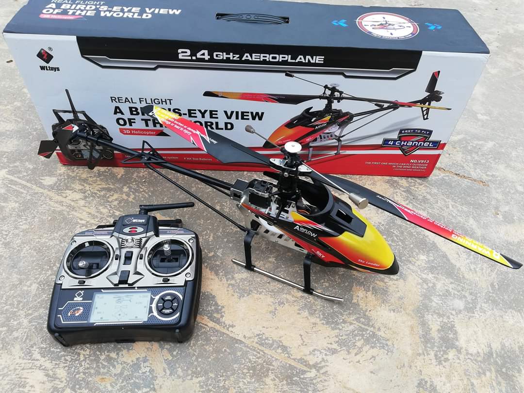 WLTOYS V913 เฮลิคอปเตอร์บังคับวิทยุ 4 Ch อุปกรณ์พร้อมบิน RTF(สีส้ม)