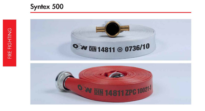 สายดับเพลิง OSW ผ้าใบ รุ่น SYNTEX 500 สีแดง