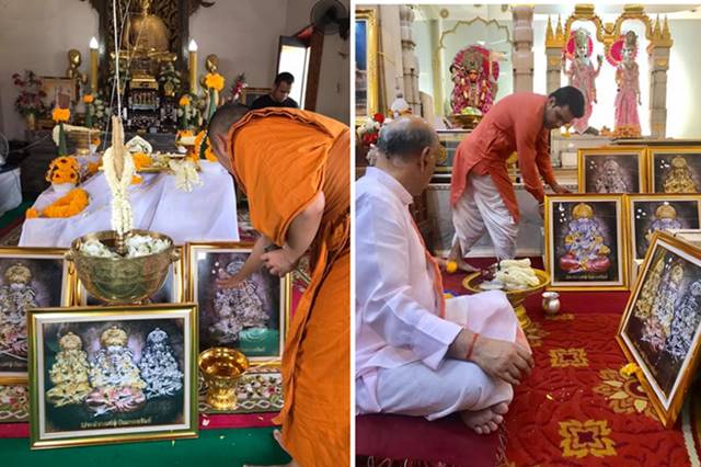 รูปหล่อพระพิฆเนศ รุ่นบันดาลทรัพย์ จัดสราปี ๒๕๖๒ วัดบรมวงศ์อิศรวรารามวรวิหาร ( พระอารามหลวง ) จ.พระนครศรีอยุธยา เนื้อนวโหละก้นทองคำ หมายเลข ๔๖ เลี่ยมกันน้ำอย่างสวย