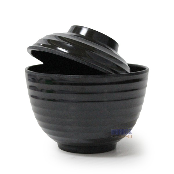 4-inch wavy miso bowl [black] smiling fish