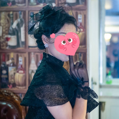 ถุงมือตาข่ายยืดติดโบว์ ลูกไม้สีดำ ลายลูกไม้สวย เหมาะเด็กโตถึงผู้ใหญ่