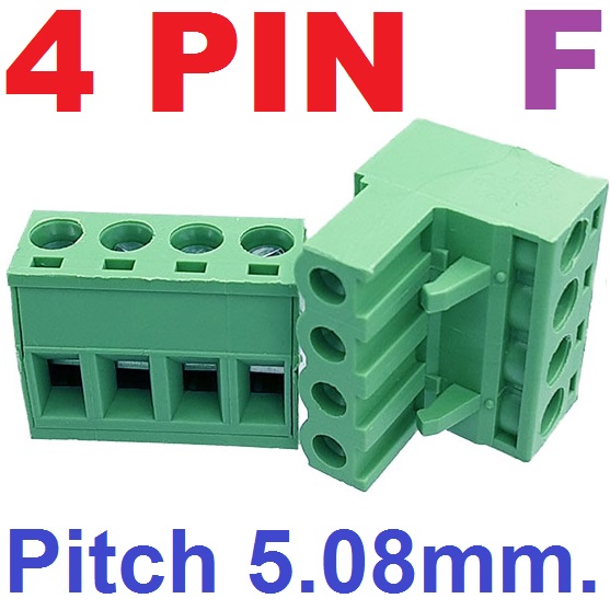 2EDG5.08-4P Plug-in Terminal Block 4 pin plug socket Female 300V 15A Pitch 5.08mm Wire Range 28-12AWG ตัวเมีย