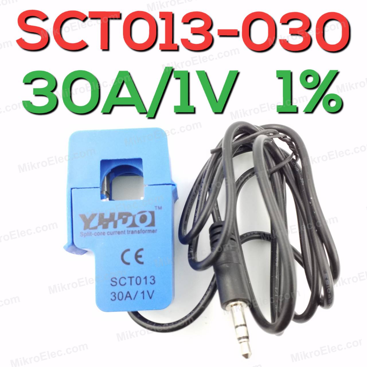 SCT-013-030 เซนเซอร์วัดกระแสไฟฟ้า 30A 1V 1% Non-invasive AC current sensor Split Core Current Transformer