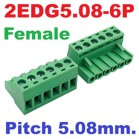 2EDG5.08-6P Plug-in Terminal Block 6 pin plug socket Female 300V 15A Pitch 5.08mm Wire Range 28-12AWG ตัวเมีย