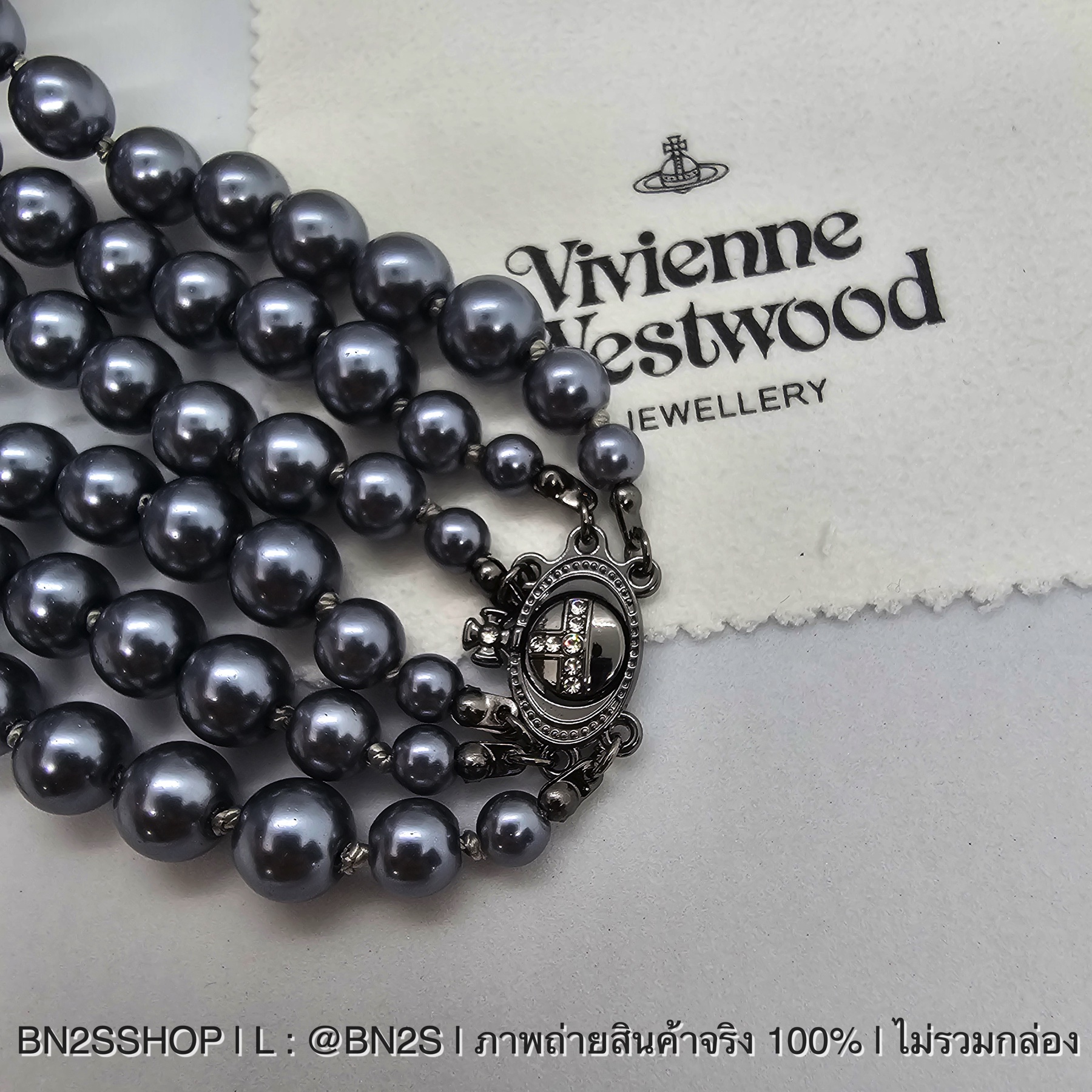 Vivienne Westwood Three Row Chocker สร้อยคอวิเวียน จี้ดาวเสาร์ 3 เส้น งานสวย ไข่มุกสีดำ