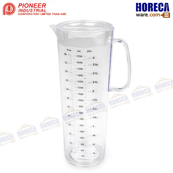 Clear PS water jug with scale, 1800ml, tall and slim, Pioneer