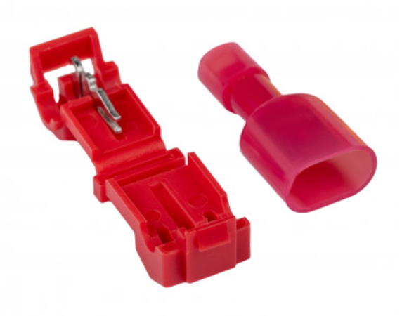 T-TAB ตัวเชื่อม สายไฟ แบบล็อค ไม่ต้องปอกฉนวน สีแดง สำหรับสายไฟ 0.5-1.0 Sqmm. (22-18 AWG)T1 T-type 0.5-1.5 sq.mm.free wire quick connection terminal connector clip connector