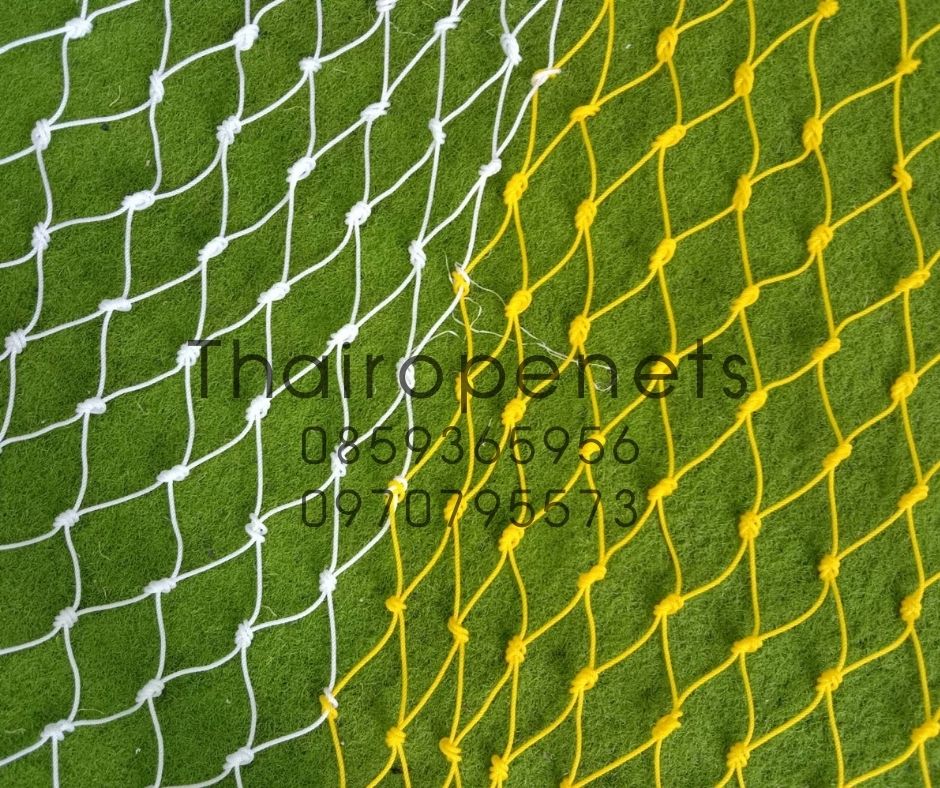 โกลฟุตบอล ตาข่ายสนามฟุตบอล ประตูฟุตบอล ถักสลับสี ทำตามขนาด ไนล่อนเกรด A ขนาด 4 มิล ช่องตา 5 นิ้ว