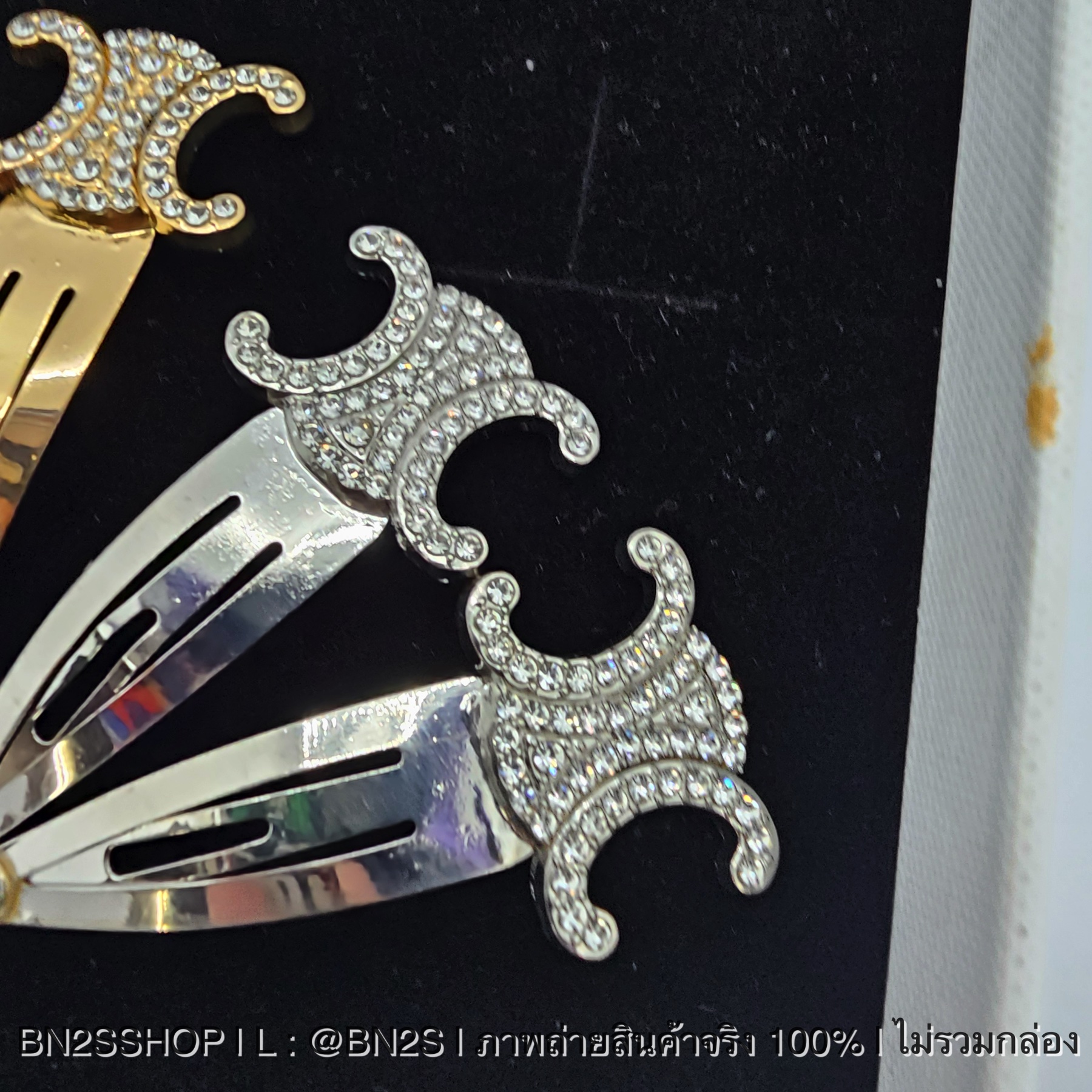 สีทอง | CELINE SNAP HAIR CLIP กิ๊บซีลีนตัวจิ๋ว หน้าเพชร งานคู่ 1 คู่ 2 ชิ้น