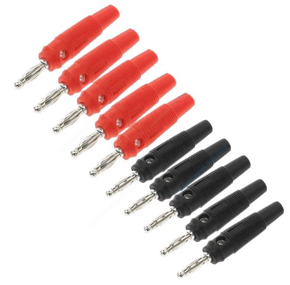 ปลั๊กกล้วย ตัวผู้ 4mm 1 คู่ (สีดำ สีแดง) Banana plug head 4mm. a pair of Black and Red color Banana Jack connector male terminal บานานาปลั๊ก แจ๊กกล้วย