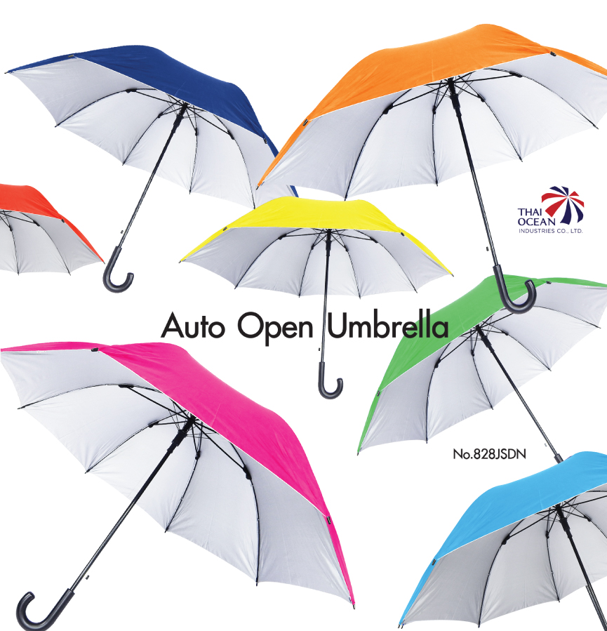 Leo ร่มไม้เท้าออโต้เปิด 28นิ้ว ผ้าเคลือบยูวีกันแดด กันฝน