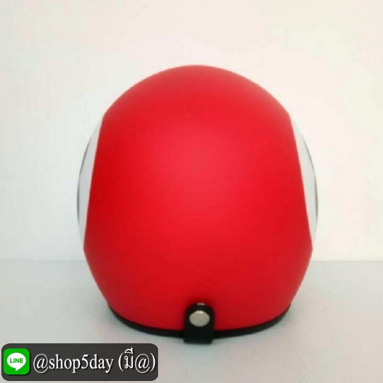 AVEX หมวกกันน็อควินเทจคลาสสิค ราคาถูก รุ่นLB ลายเลข 8 สีแดงด้าน คิ้วดำ ผ้าดำ