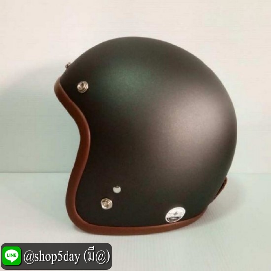 🔥หมวกกันน็อควินเทจคลาสสิค ราคาถูก รุ่นLB สีเทาเข้มด้าน คิ้วน้ำตาล ผ้าน้ำตาล