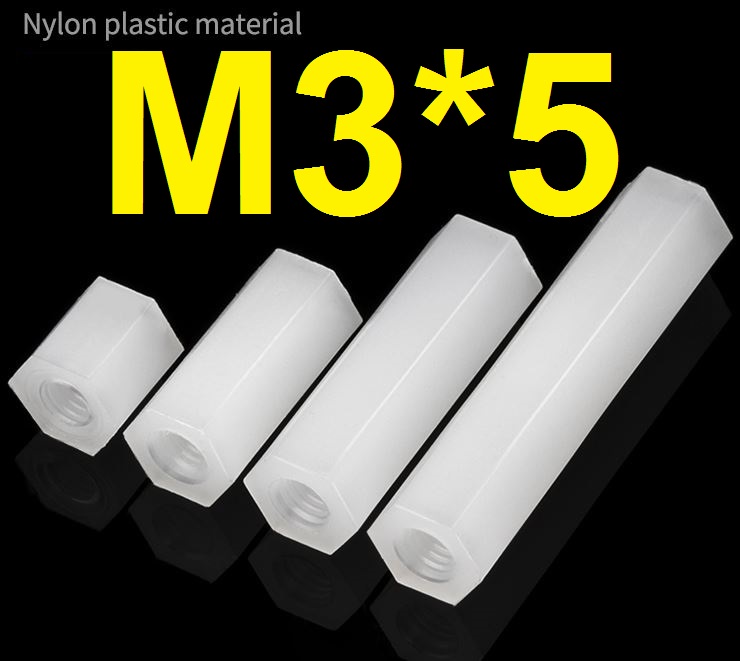 เสาน็อตไนลอน เกลียวใน 2 ด้าน สีขาว ขนาด 3มม. ยาว 5 มม. NUT Nylon M3*5 Hexagonal nylon double pass nylon isolation column PCB spacer support เสารอง ไนล่อน