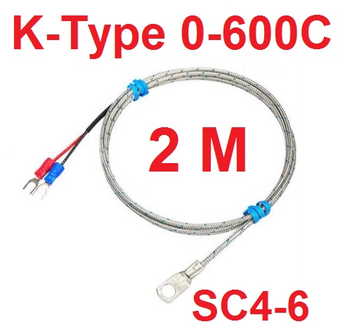 เทอร์โมคัปเปิล Thermocouple K type SC4-6 Temperature 0-600C ยาว 2 เมตร Probe หางปลากลมขนาดรู 6 มม.
