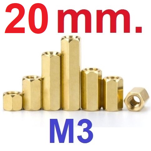 เสาทองเหลือง M3x20mm. เสารองPCB Hexagonal Copper Pillar Support Column เสาหกเหลี่ยม เสารองปริ้น M3*20mm