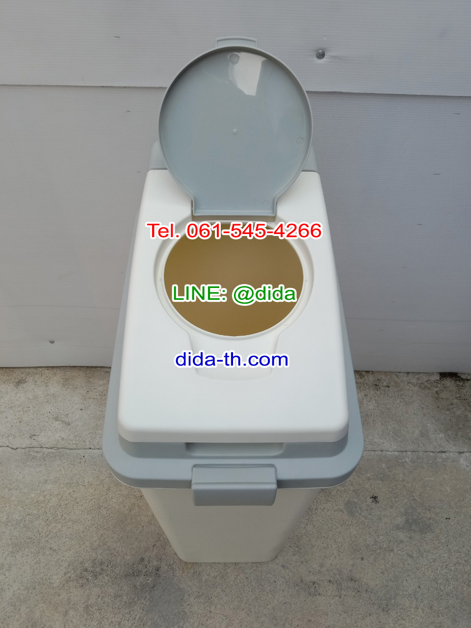 ถังขยะทรงเหลี่ยม ฝา 2 ชั้น 45 ลิตร สีเทา