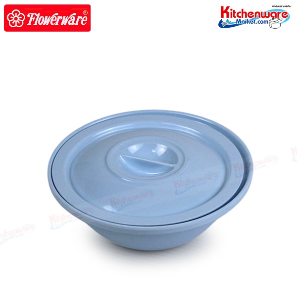 [Blue] Round bowl with lid, 5 inches, Flowerware-original