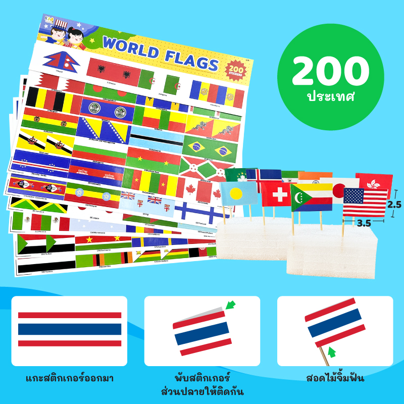 สติกเกอร์ธงชาติ (World Flags Sticker)