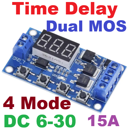 DC 6-30V Digital Time Delay Relay LED Display Automatic Circuit Timer Switch Control Adjustable Timing Relay Delay Switch รีเลย์ ทริกเกอร์ หน่วงเวลา