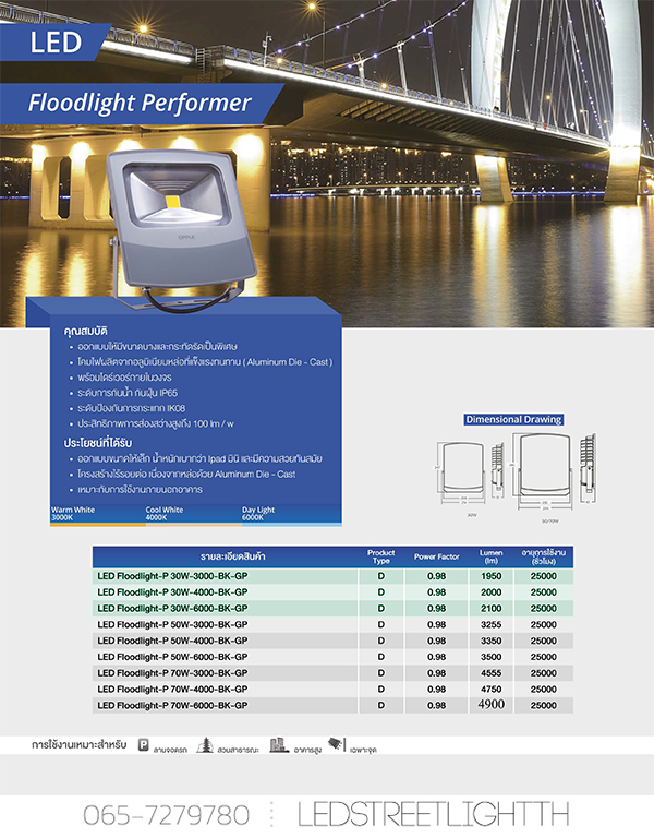 LED สปอร์ตไลท์ 30W Performer Opple (แสงคูลไวท์)